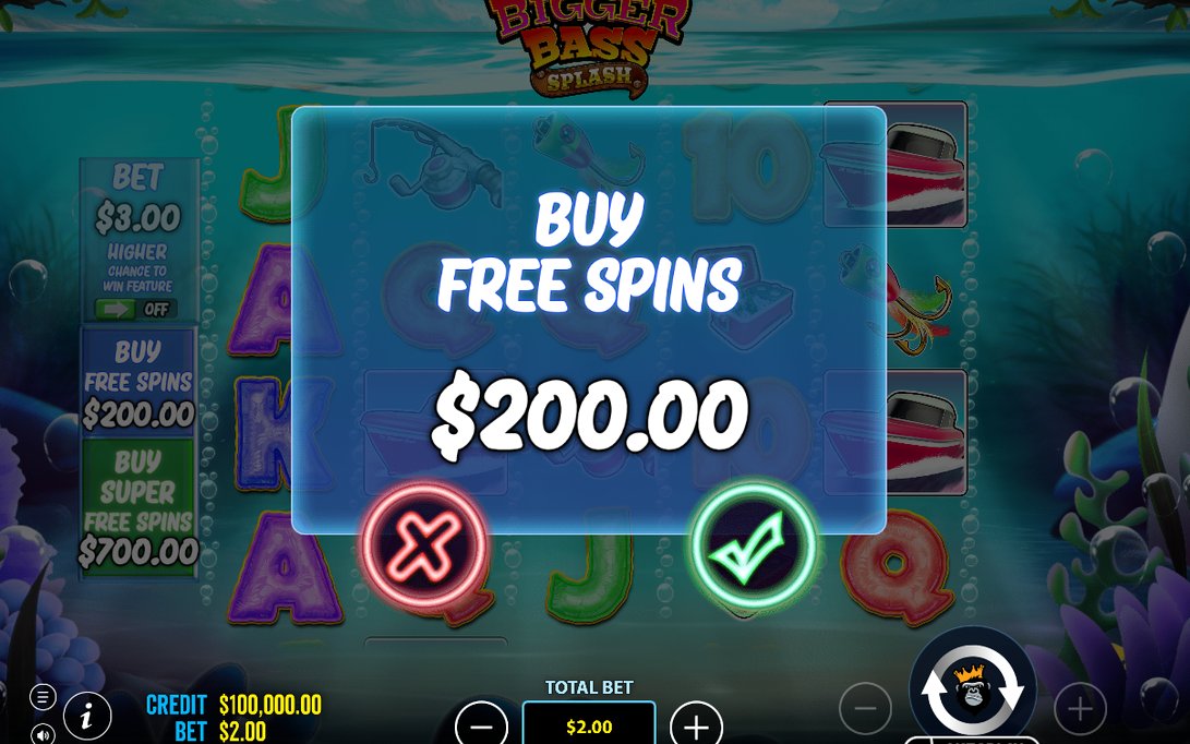 Bonus screen with Scatter symbols and fish money