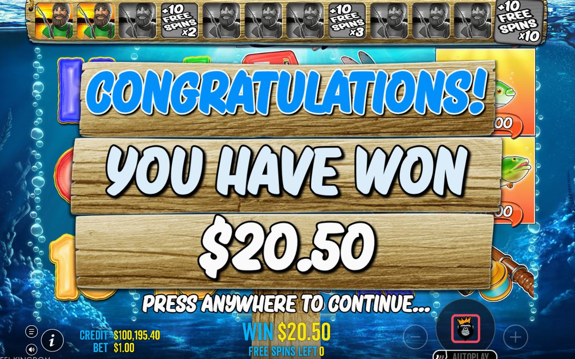 Win screen: paying line counted from the leftmost reel