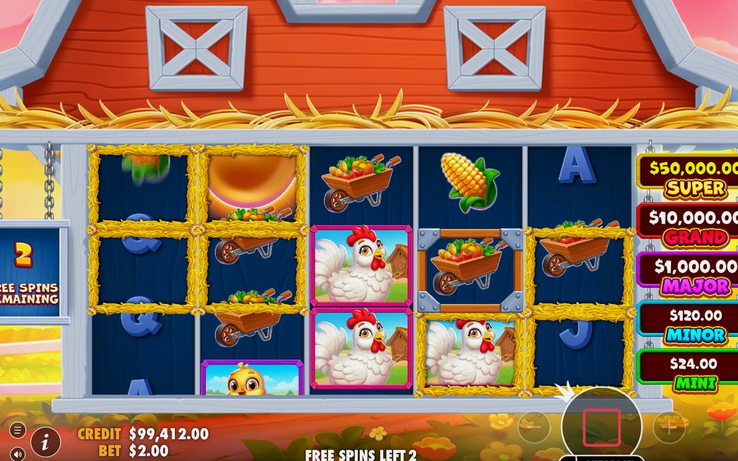 Free Spins on the red-orange closed barn exterior background